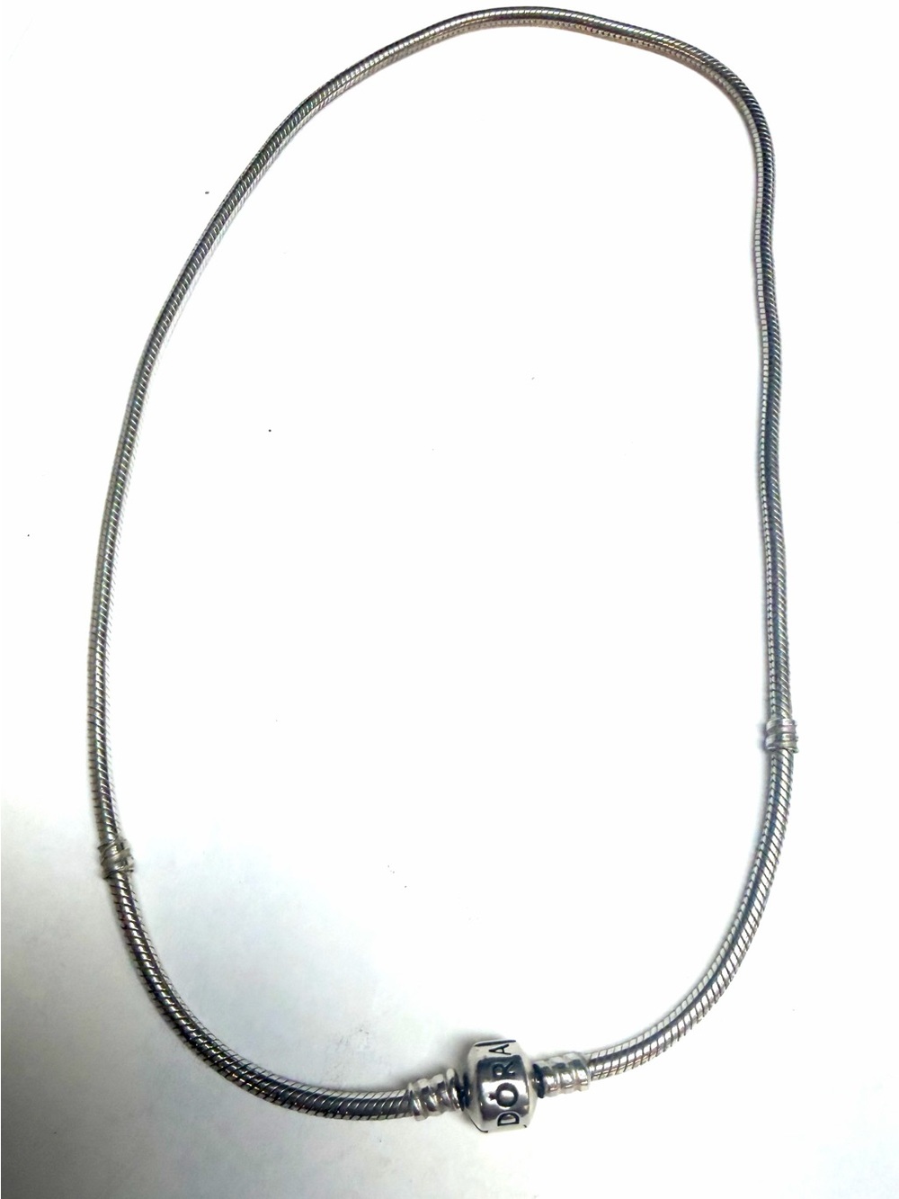 Pandora Sterling Silver Snake Chain Necklace with Barrel Clasp 18” ALE